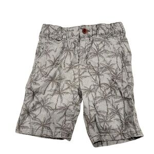 Regular Fit Linen Shorts Boys Tropical Palm Tree Printed Knee Length Size 7-8